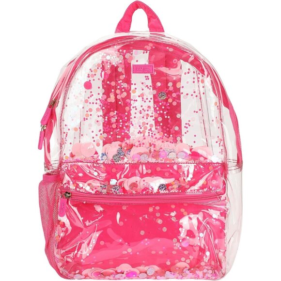 Pink Confetti Clear Backpack Women's Fashion Daypack, Zipper, 14x10x4, Style Bgp - Picture 1 of 4